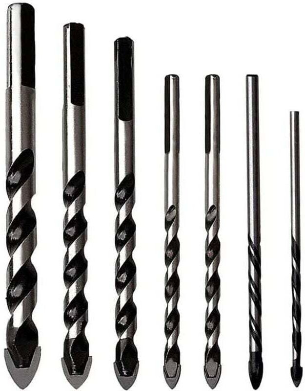 Set mit 7 Mehrkomponenten-Hartmetallbohrern für Porzellan, Keramik, Beton, Ziegelwände, Glas, Spiegel, Kunststoffmauerwe...