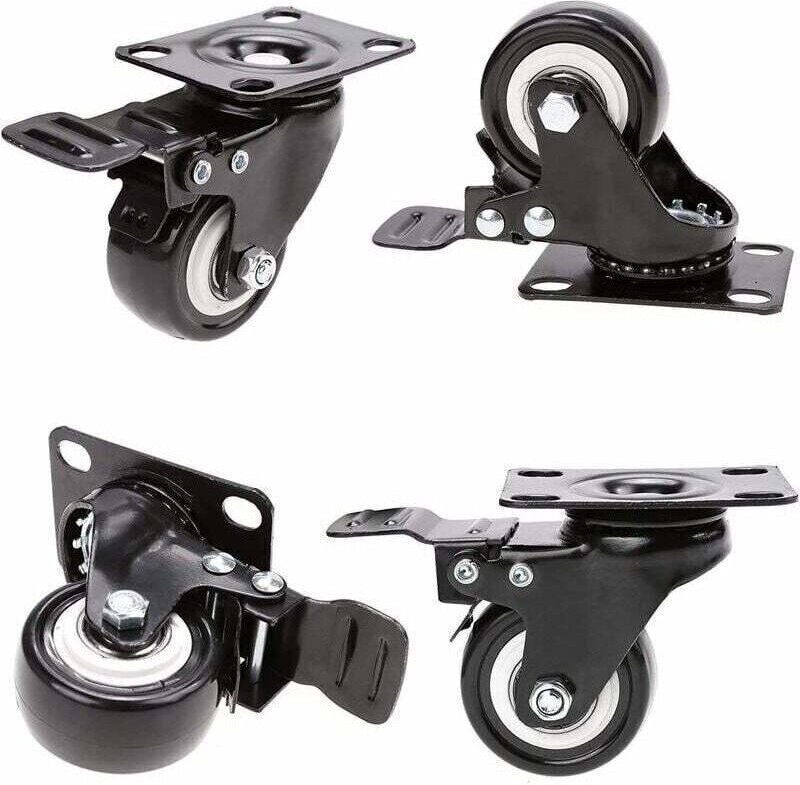 Lenkrollen mit Bremse, 50 mm, Gummilenkrollen für Möbel mit einer Tragfähigkeit von 400 kg, schwarz