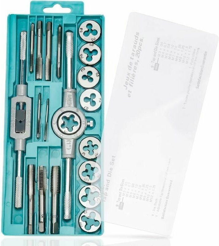 Gewindebohrer- und Schneideisensatz, 20-teiliger metrischer Gewindebohrer- und Schneideisensatz – M3, M4, M5, M6, M7, M8...