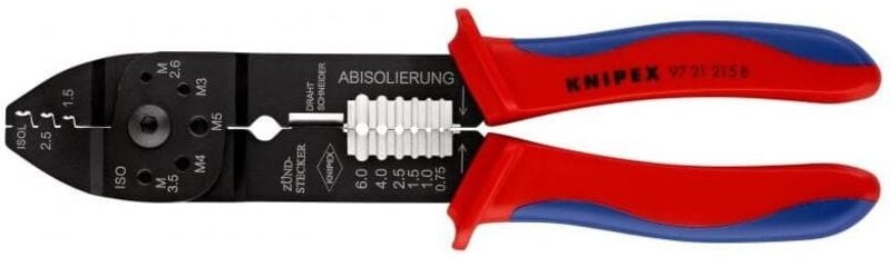 97 21 215 b Crimpzange mit Mehrko.-Hülle schwarz lackiert 230 mm - Knipex