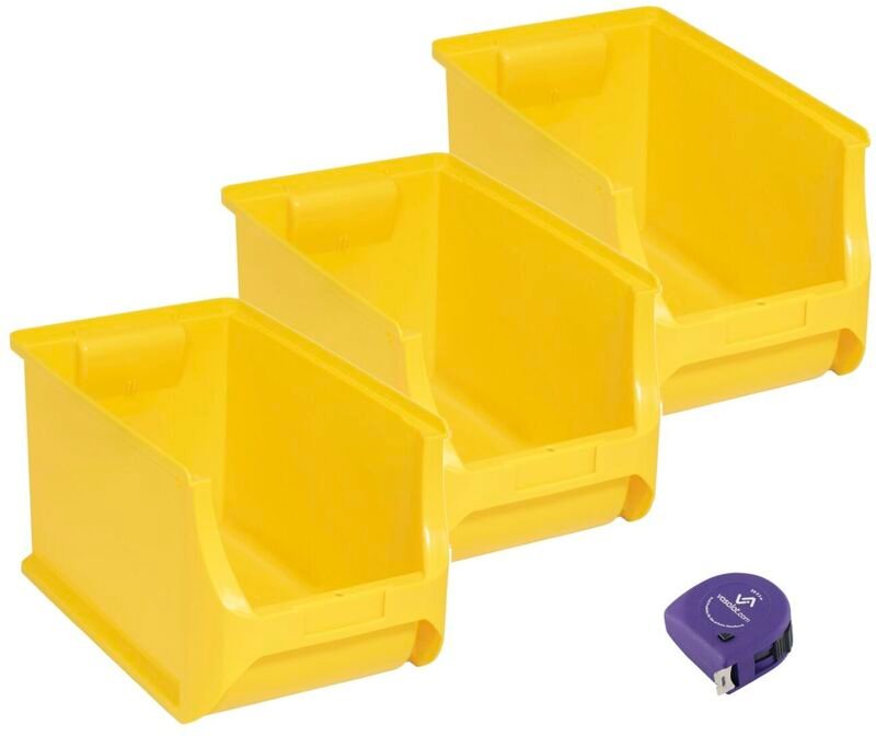 vasalat Stapelboxen 355x205x200mm Gr.4H, Sichtlagerboxen für Werkstatt Garage und Lager, Kunststoff gelb, 3x Sichtlagerk...