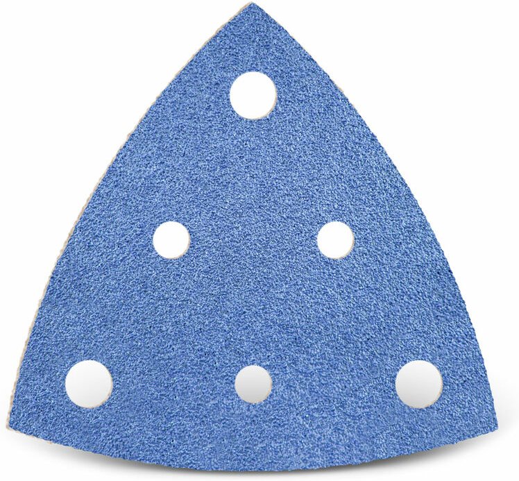 Blue Klett-Schleifblätter, 82 mm, 6-Loch, f. Deltaschleifer, Zirkonkorund (25 Stk.) K36 - Menzer