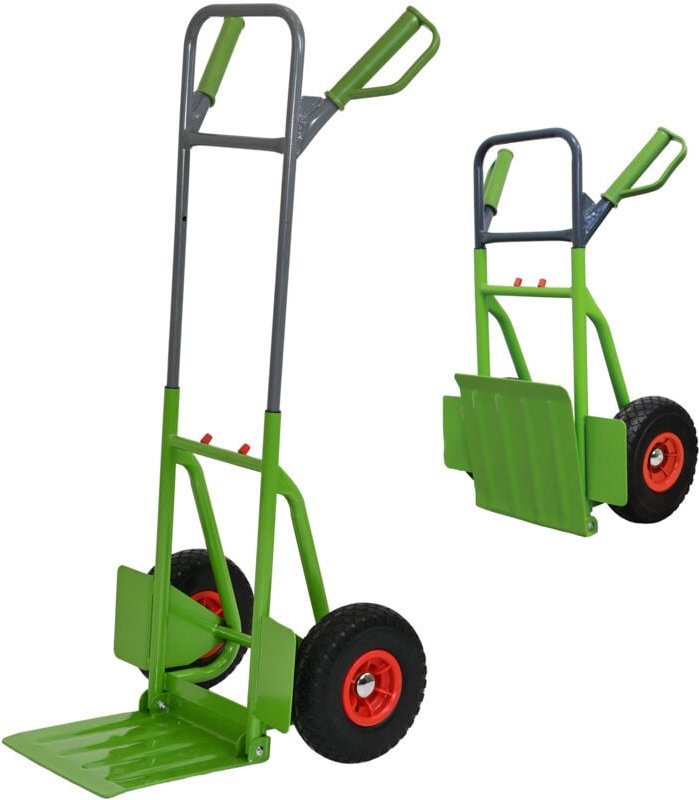 Sackkarre Stahl 200 kg 112,5 cm Höhe große klappbare Ladefläche 29x29 cm pannensichere PU-Räder