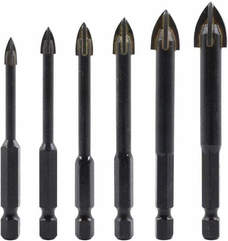 Hartmetallbohrer und Bohrerset für Fliesen - (Fliesen, Ziegel, Zement, Beton, Glas, Kunststoff, Metallblock, Holz)