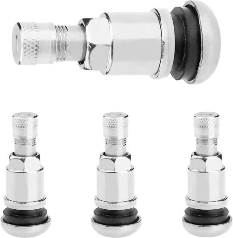 Set mit 4 Metallventilen für Aluminiumfelgen, silberne Stahlventile für Aluminiumfelgen, 11,3 mm Autoreifenventil, unive...