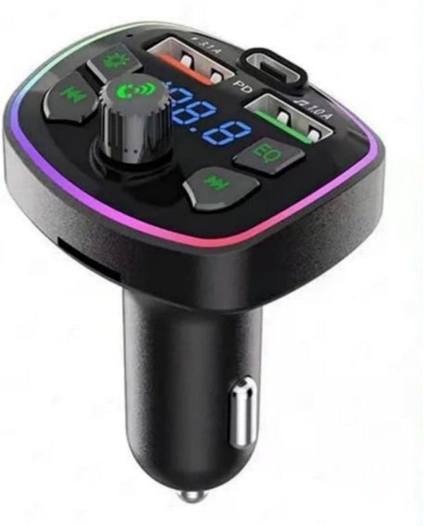 Bluetooth-FM-Autotransmitter mit Bass-Equalizer, Dual-USB- und USB-C-Schnellladefunktion, CVC-Rauschunterdrückung, 7-far...