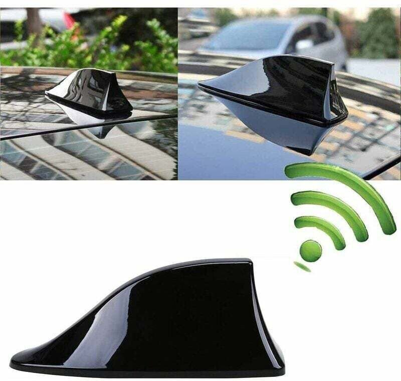 Universelle Autoantenne in Haifischflossenform - FM-Radioantenne mit wasserdichter Klebebasis (Schwarz)