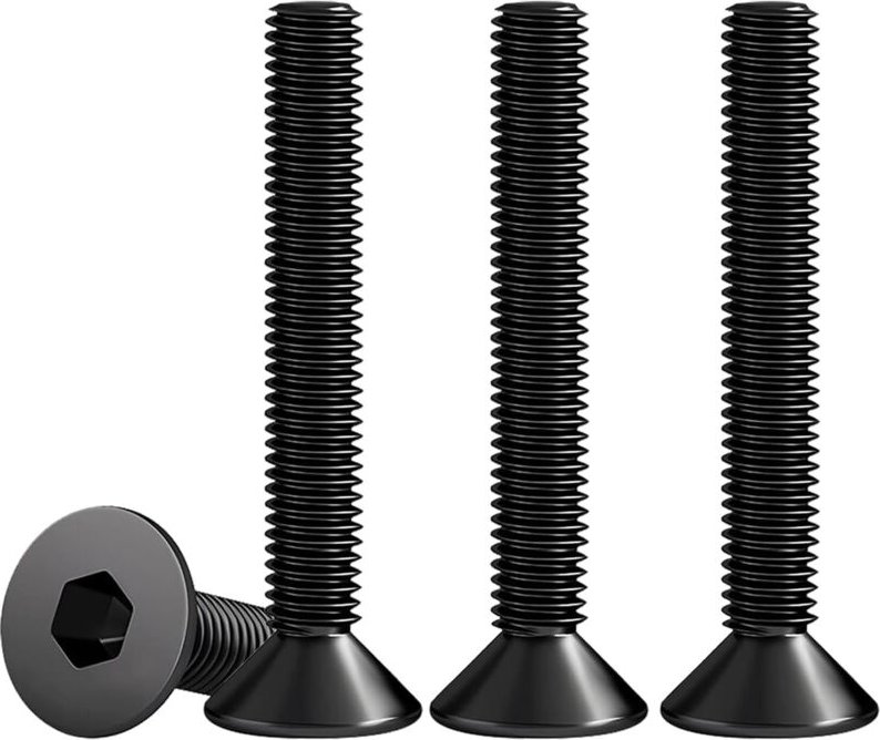 Packung mit 25 Senkkopfschrauben M6 x 50 mm mit Innensechskant, schwarz, aus Edelstahl V2A, VA A2, DIN 7991 / ISO 10642,...