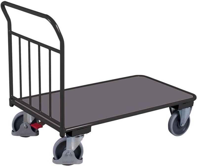 VARIOfit Schiebebügelwagen 400kg Tragkraft mit senkrechten Rohren 850x500mm Anthrazitgrau RAL 7016