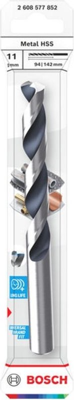Bosch Metal-Spiralbohrer HSS, 11 x 94 x 142 mm, CYL-Schaft