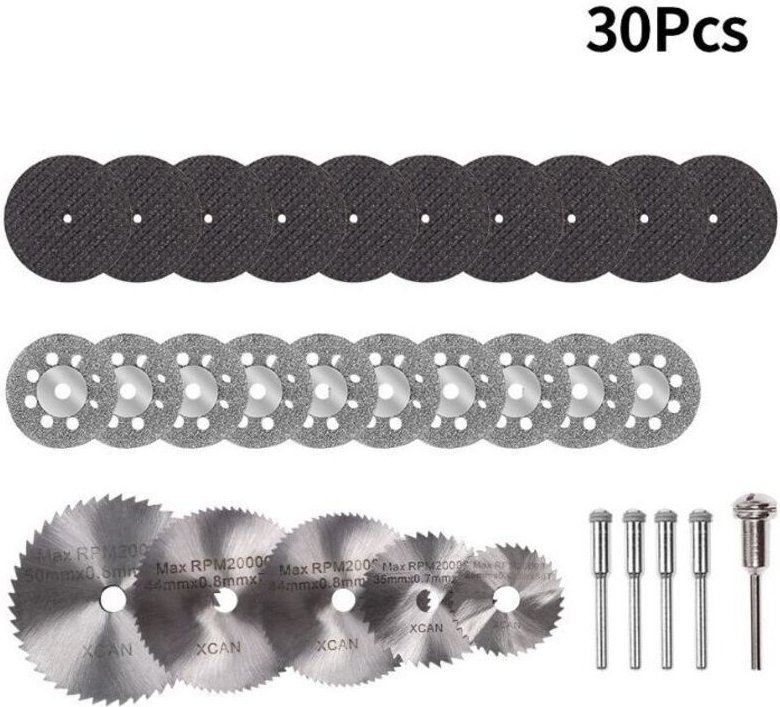 30 Mini-Diamanttrennscheiben, Mini-HSS-Kreissägeblätter, Mini-Harztrennscheiben mit 3-mm-Dorn für Holz, Metall, Kunststo...