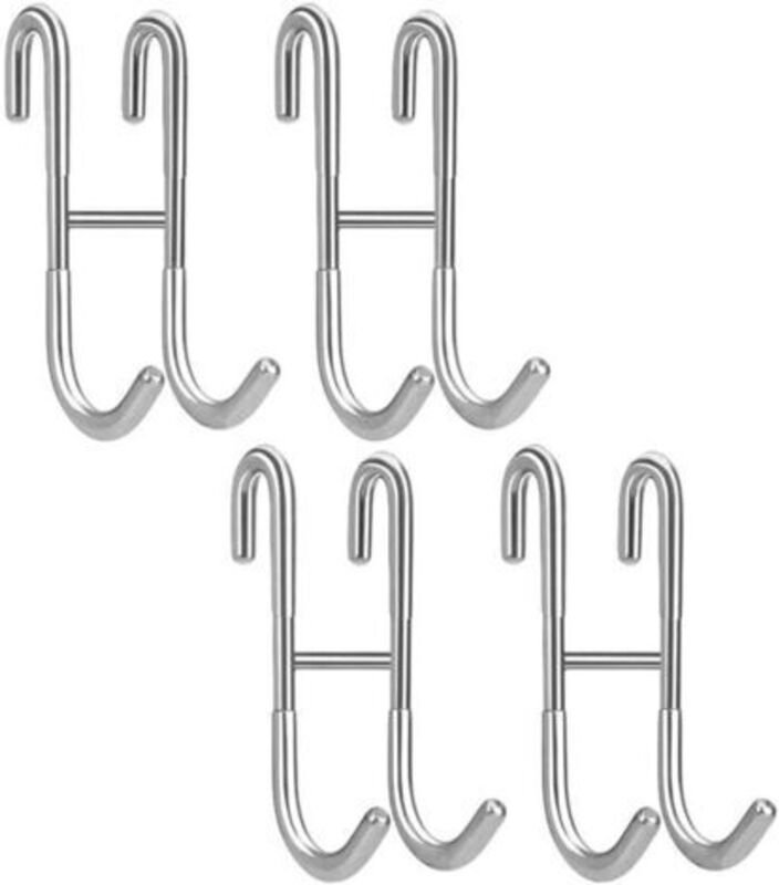 4 Stück silberne Duschhaken aus Edelstahl mit Silikonschutz, Wandhaken für Badezimmer ohne Bohren