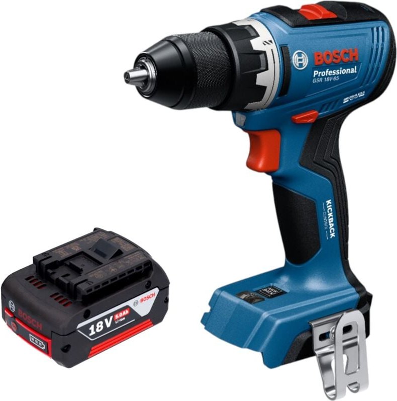 Bosch GSR 18V-65 Professional Akku Bohrschrauber 18 V 63 Nm Brushless + 1x Akku 5,0 Ah - ohne Ladegerät