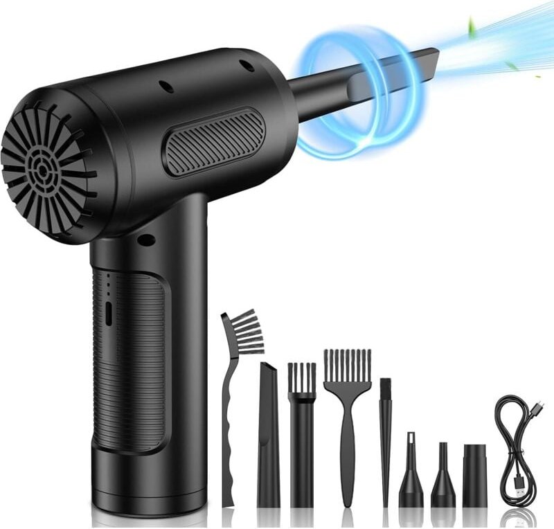 Druckluft-Blaspistole, 3 Geschwindigkeiten, 91.000 U/min, Trockenluft-Staubwedel, PC-Gebläse, per USB wiederaufladbarer ...