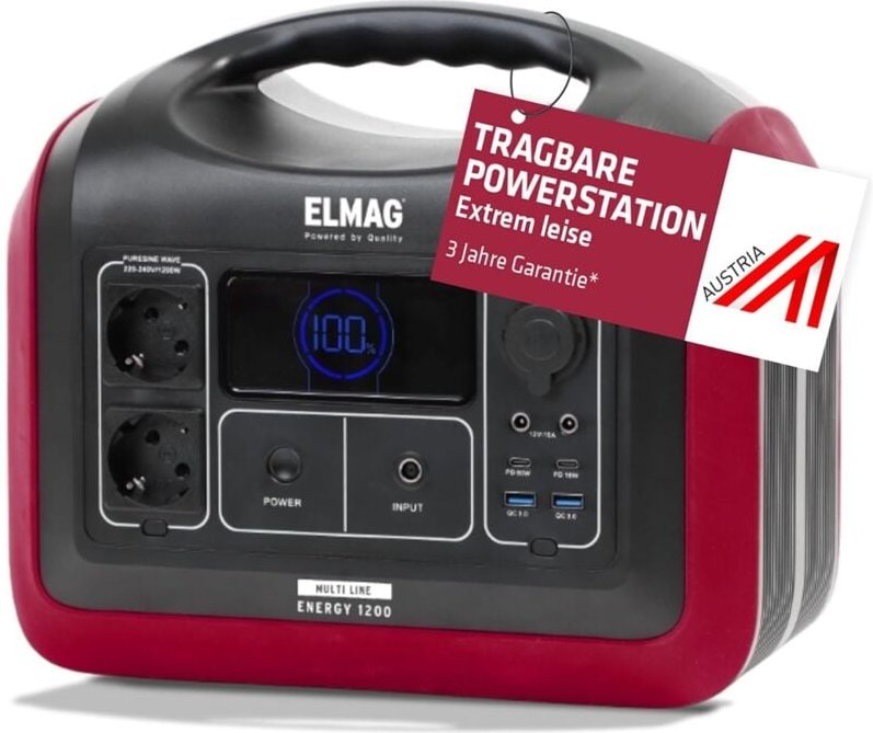 Elmag - Tragbare Powerstation energy 1200 1200W, LiFEPO4 Akku mit 992Wh