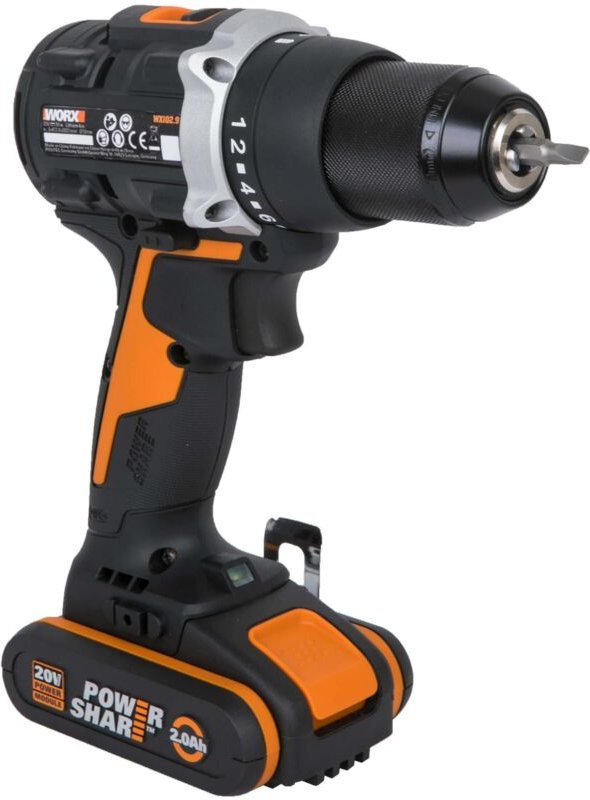 WORX WX102 20-V-Akku-Bohrschrauber mit 2 x 2,0-Ah-Akkus und Ladegerät
