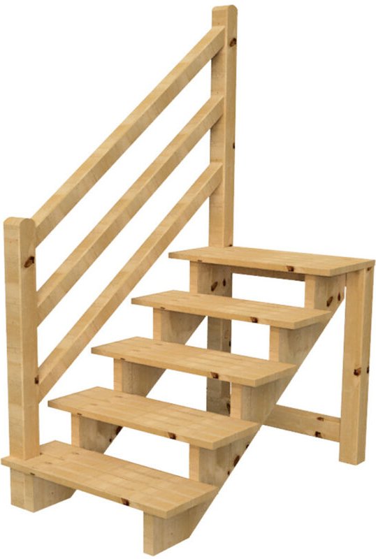 Terrassentreppe VENEZIA mit Treppengeländer links, 5 Stufen, H88cm B120cm, ohne Setzstzufen