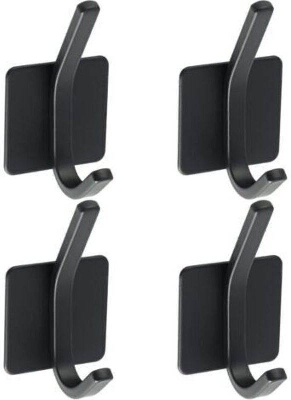 4 Stück Selbstklebende Haken Wandhaken aus Edelstahl SUS 304, Schwarze Wandgarderobenhaken Handtuchhalter für Bad oder K...