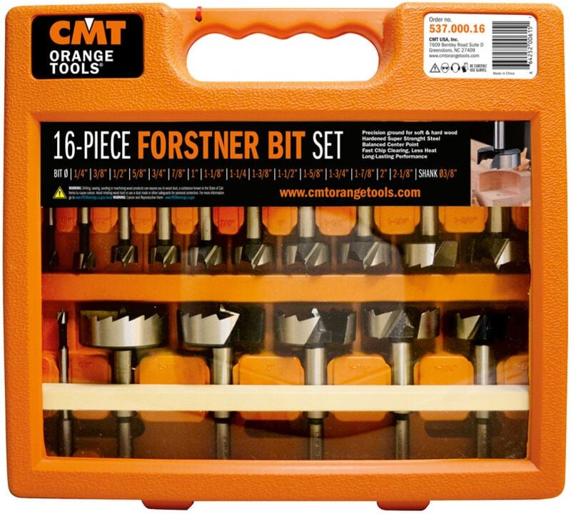 537.000.16 Satz Mit 16 Forstnerspitzen -Sp- S=3/8 D=1/4 2-1/8 Dx