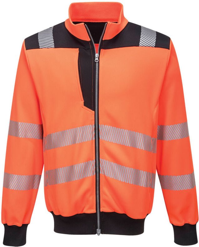 Pw3 Hi-Vis Sweatshirt mit Reißverschluss Farbe: Orange/Schwarz Größe XXXL - Portwest