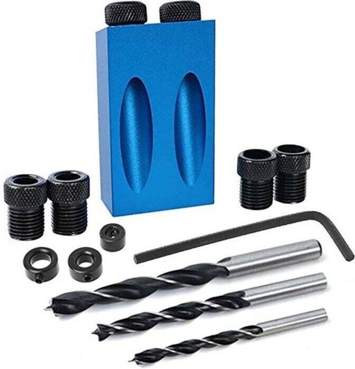 Vtizikl Kit de perçage à angle de 15 degrés pour bois avec gabarit de perçage et gabarit de perçage de 6/8/10 mm
