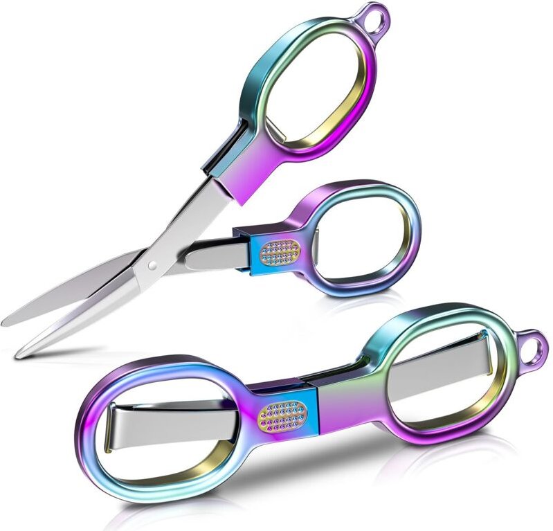 Miniatur-Klappschere aus Edelstahl – 2-teilige, tragbare Reiseschere, geeignet für den Einsatz zu Hause, im Büro, im Fre...