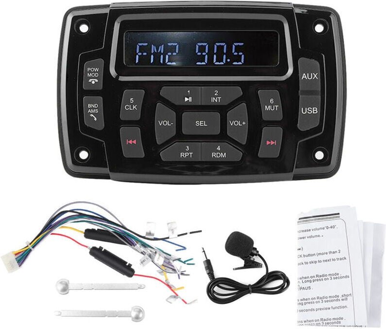 ZVD Multimedia-Receiver, 12 V kompakter Marine-MP3-Player AM/FM Digital-Stereo-Receiver Bluetooth-Radio für Marineboote