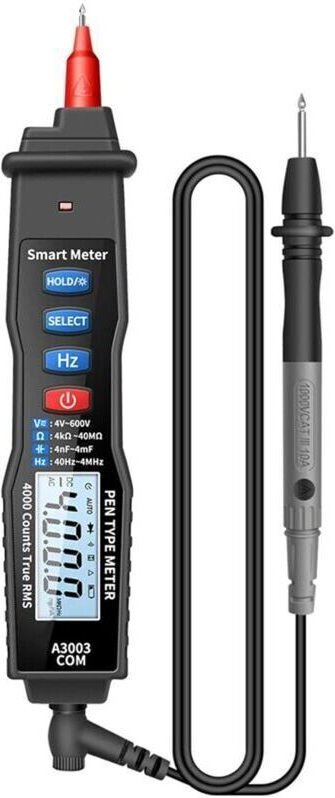 Tragbares digitales Stiftmultimeter 4000 Count AC/DC Spannungs- und Kapazitätstester NCV A3003 (Schwarz),