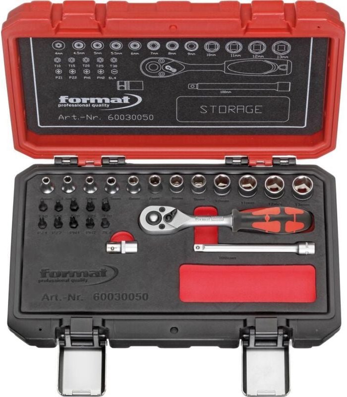 Steckschlüssel-Satz 1/4 25-teilig in Kunststoffbox FORMAT
