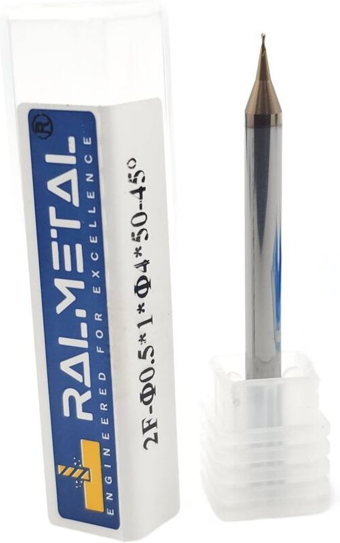 Mikro-VHM-Hartmetallfräser 0,5 x 1 x 4D x 50 mm TiSiN 55 HRC