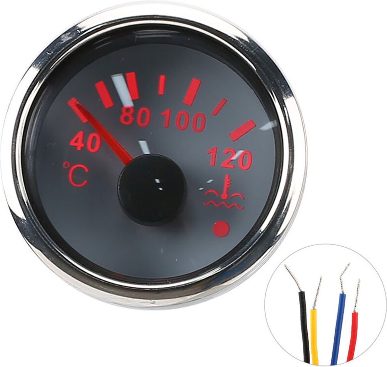 Eosnow 2in Kühlwassertemperaturmesser 40‑120 ℃ Smart Alarm IP67 wasserdicht 12 V/24 V 0-190 OHM Sensor