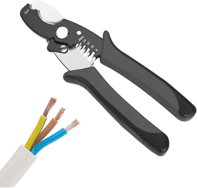 Drahtschneider, Abisolierzange, Kabelschneider, Elektrokabelschneider, Kabelschneiderzange, Hochleistungs-2-in-1-Kabelsc...