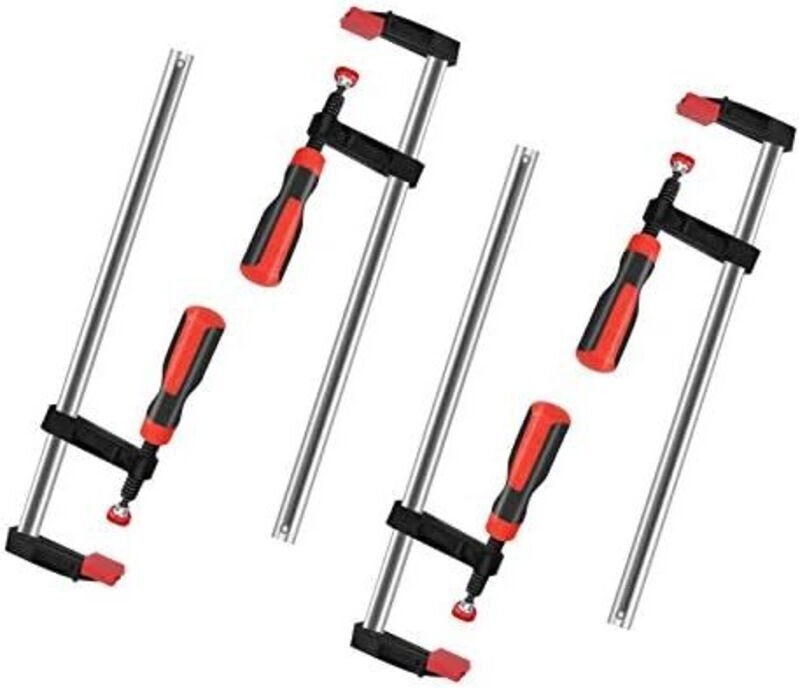 Set mit 4 F-förmigen Klemmen aus Temperguss, Einhand-Schnellspann-Set aus Metall, Schraubstock-Verschluss mit Griff für ...