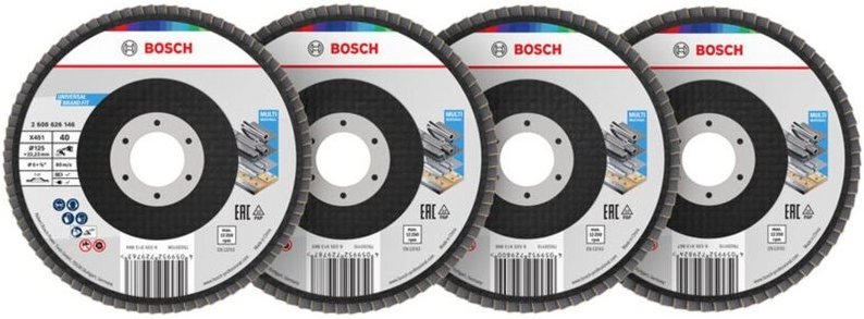Bosch X451 Fächerschleifscheiben Set, 125 x 22,23 mm, K40/K60/K80/K120, Z27, 15-tlg.