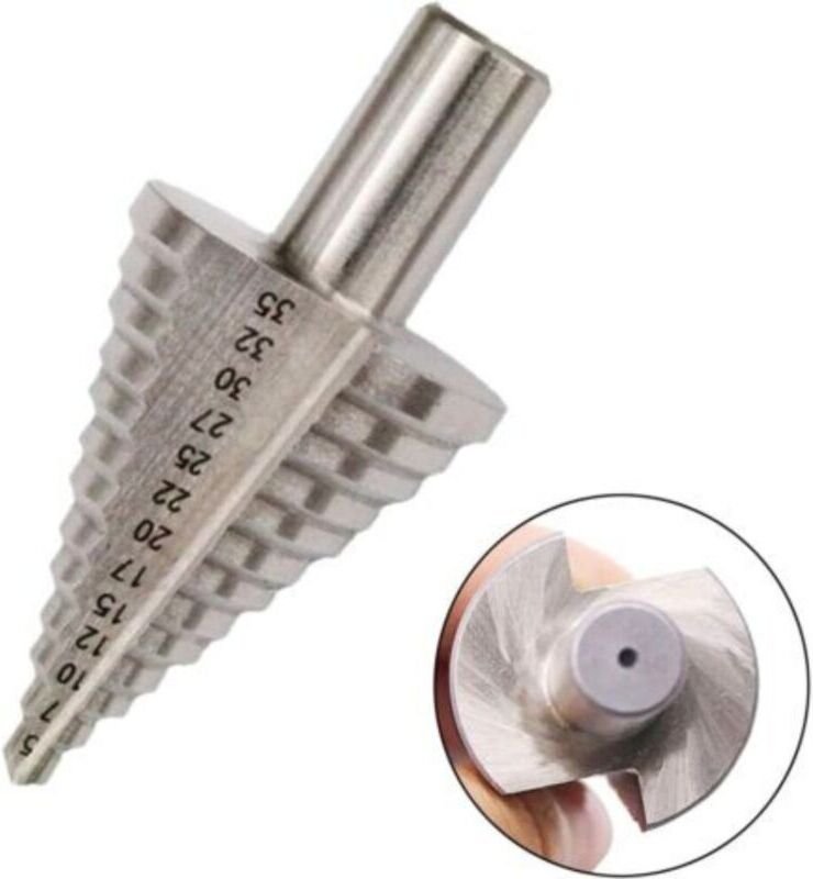 13-stufiger HSS-Stufenbohrer (5–35 mm), Baujahr 4241, Titan-Stufenbohrer mit konischer Spitze und Sechskantspitze, HSS-W...