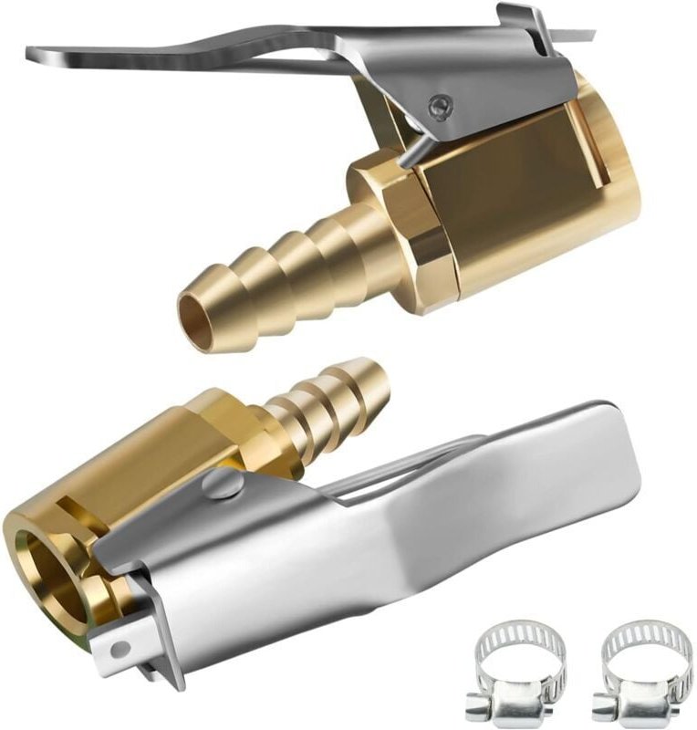 Reifenventiladapter, 2 Stück 6 mm 1/4" Messing-Aufblasdüse, Konvertierungskopfclip für Reifenventile, für alle Reifenven...