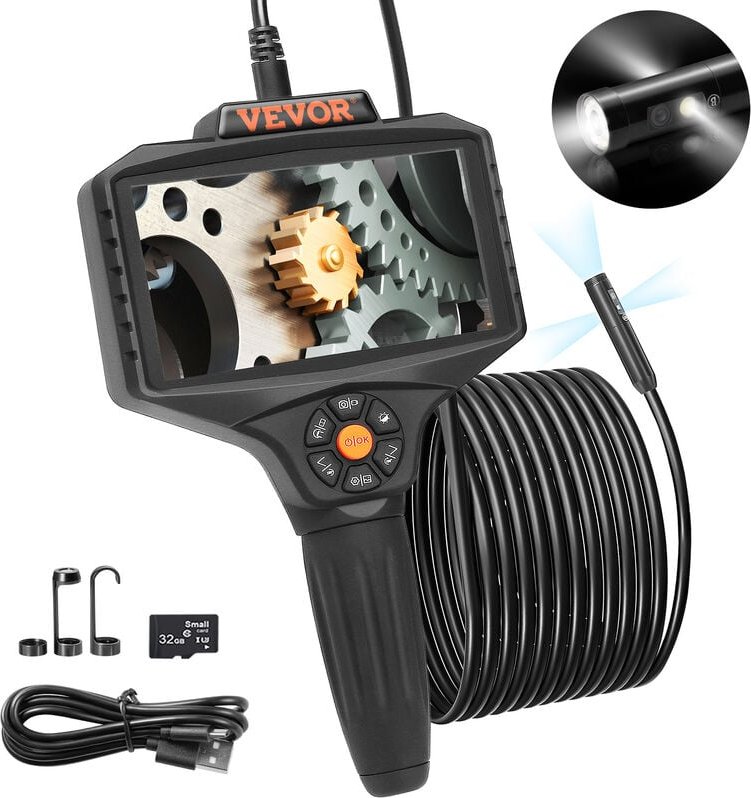 Endoskopkamera Dreifachlinse 5' IPS-Bildschirm 854x480 Inspektionskamera 5m Kabel Rohrkamera 5000mAh Akku für 5-6Std. Ka...