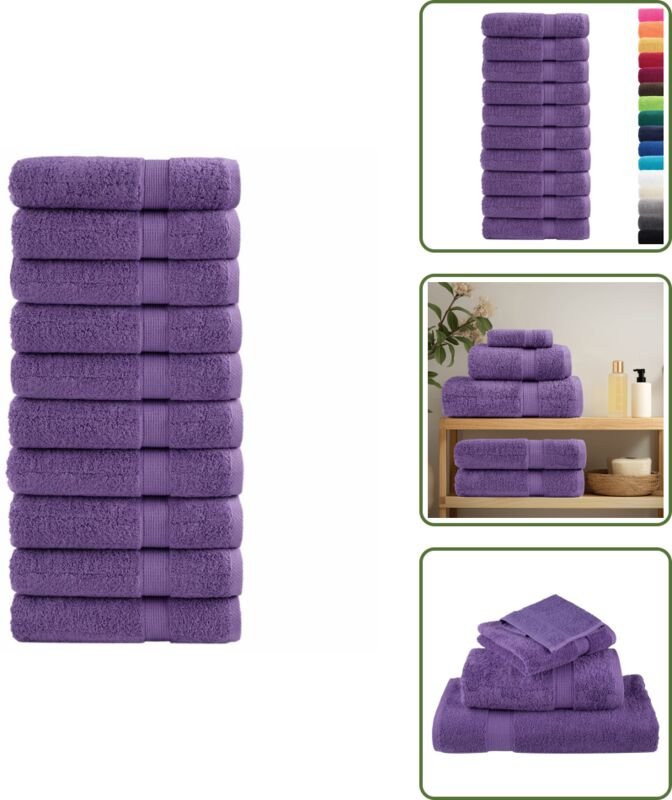 vidaXL Premium-Handtücher SOLUND 10 Stk. Lila 50x100 cm 600 g/m²