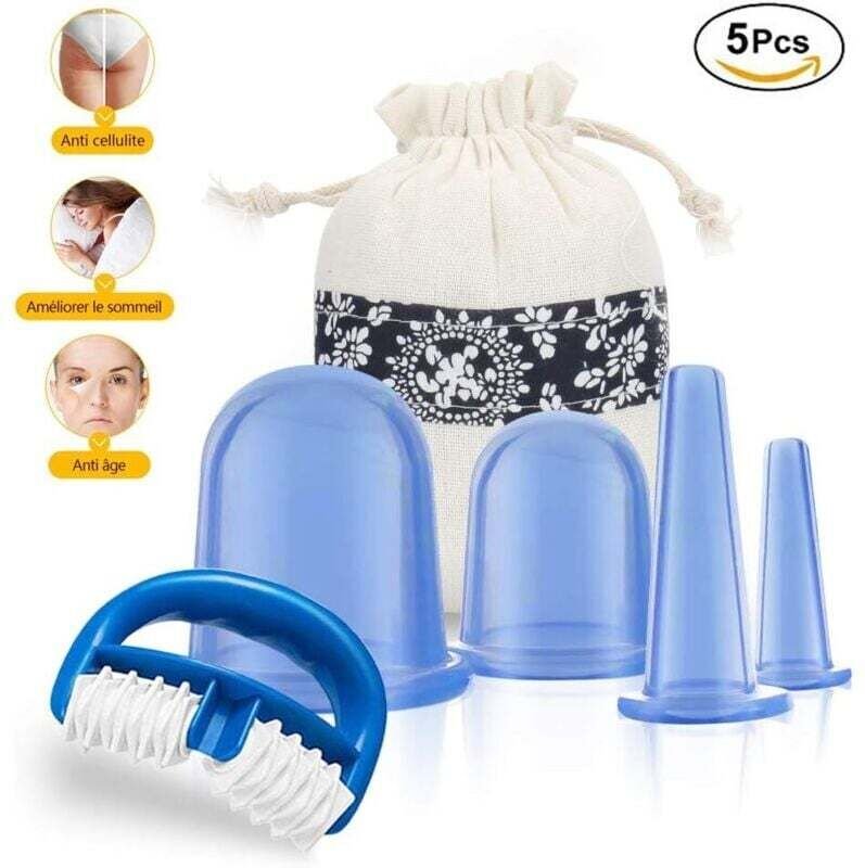 Anti-Cellulite-Saugnäpfe, 5 Stück, Schlankheits-Saugnäpfe gegen Cellulite, Silikon-Massagerolle, Anti-Aging, Faltenreduz...