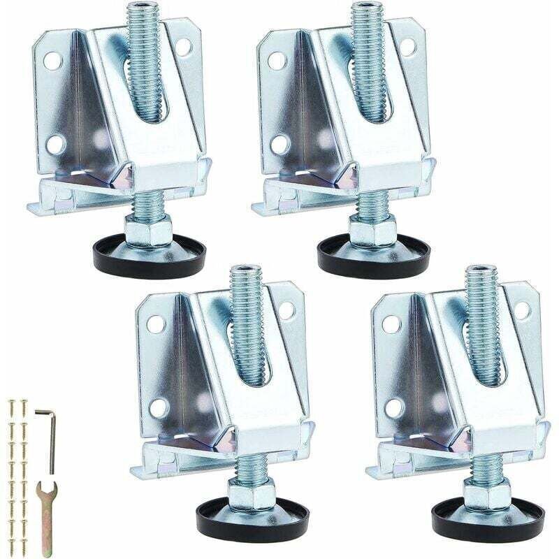 Set mit 4 robusten Nivellierfüßen aus Stahl mit Sicherungsmuttern, verstellbare M10-Möbelfüße für Tische, Schränke, Rega...