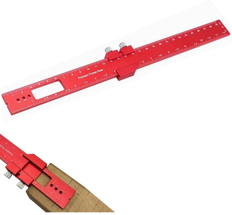 Règle de traçage de précision 300mm, Outil de traçage en métal avec butée pour le travail du bois, Marques 45 et 90 degr...