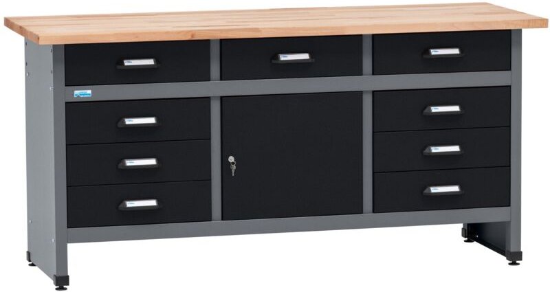 Thumbnail - Küpper Werkbank Modell 12879, Breite 170 cm, 9 Schubladen, 1 Tür, 300 kg Traglast, 30 mm Massive Buchenarbeitsplatte