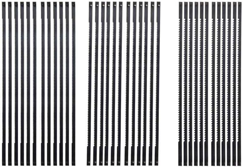 36-teiliges Dekupiersägeblatt-Set, 127 mm Stahl, Kreuzstift, 15, 18, 24 Zähne, Feinschnitt, Standard