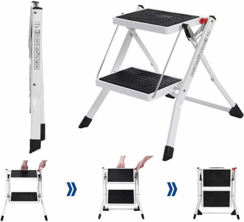 Trittleiter 2 Stufen Mini Leiter Klapptritt Klappleiter Klapptreppe Tritt Haushaltstritt Stehleiter Sprossenleiter klapp...