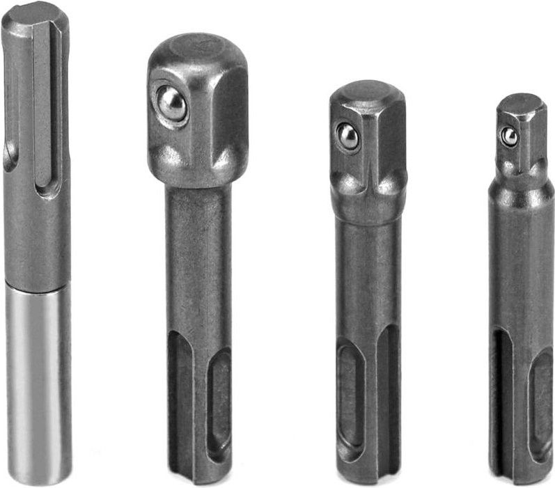 Gotrays - sds Plus Steckschlüssel-Adapter-Set, 1/4 Zoll Sechskant-Adapter + 1/4 Zoll 3/8 Zoll 1/2 Zoll Vierkant-Bohrerha...