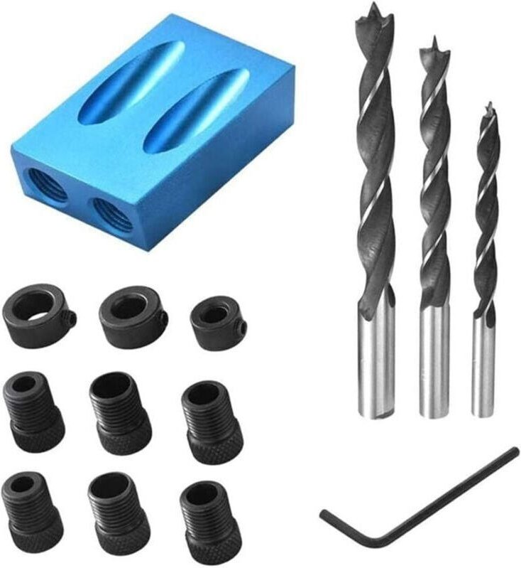 Schrägbohrlehre, Zubehör für Taschenbohrmaschinen mit Bohrern, Positionierer für Holzbearbeitung, Bohrhilfe für Holzecke...