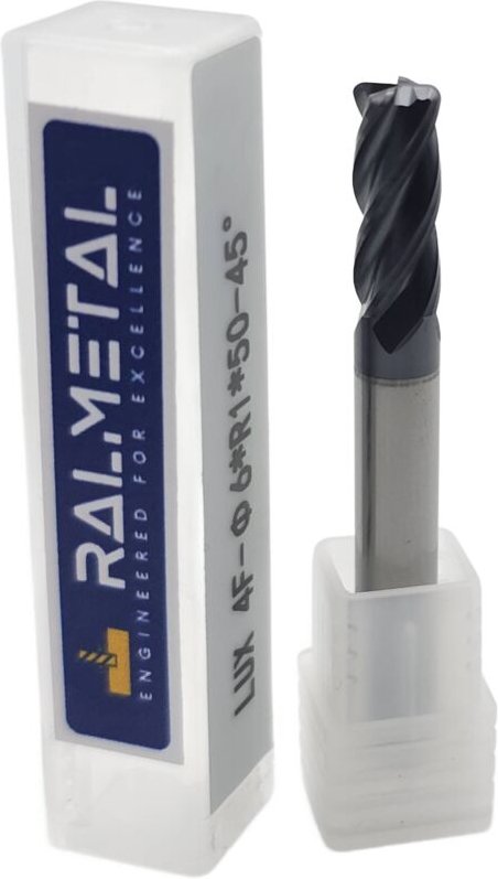 Radialfräser aus Vollhartmetall Fi6 x R1 x 50 mm - 45 HRC