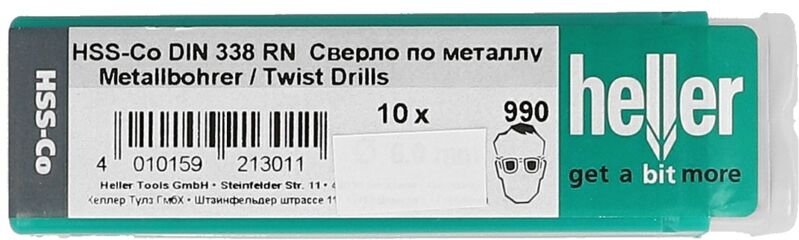 Heller HSS-Co Cobalt-Edelstahlbohrer DIN 338 RN Ø 5,9 x 57/93 mm