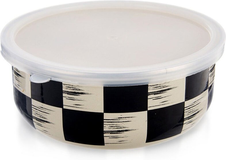 Enameled bowl with lid checkerboard 155 cm 800 ml