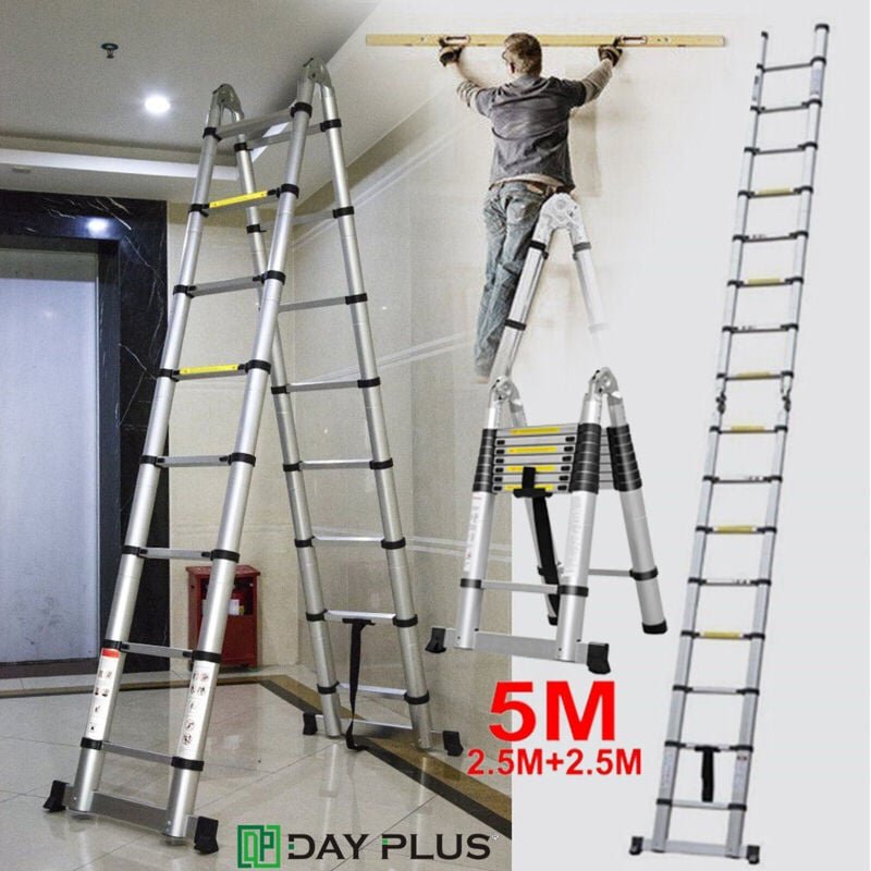 Alu 5m Teleskopleiter Stehleiter Anlegeleiter Mehrzweckleiter Ladder Leiter